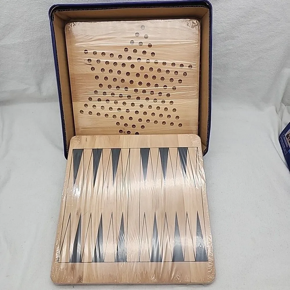 Game REGAL 12 SET Solid Wood Board & Pieces Chess Checkers Backgammon Mill NEW